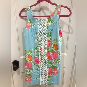 Lilly Pulitzer Cathy shift dress size 0 pool blue pink lemonade